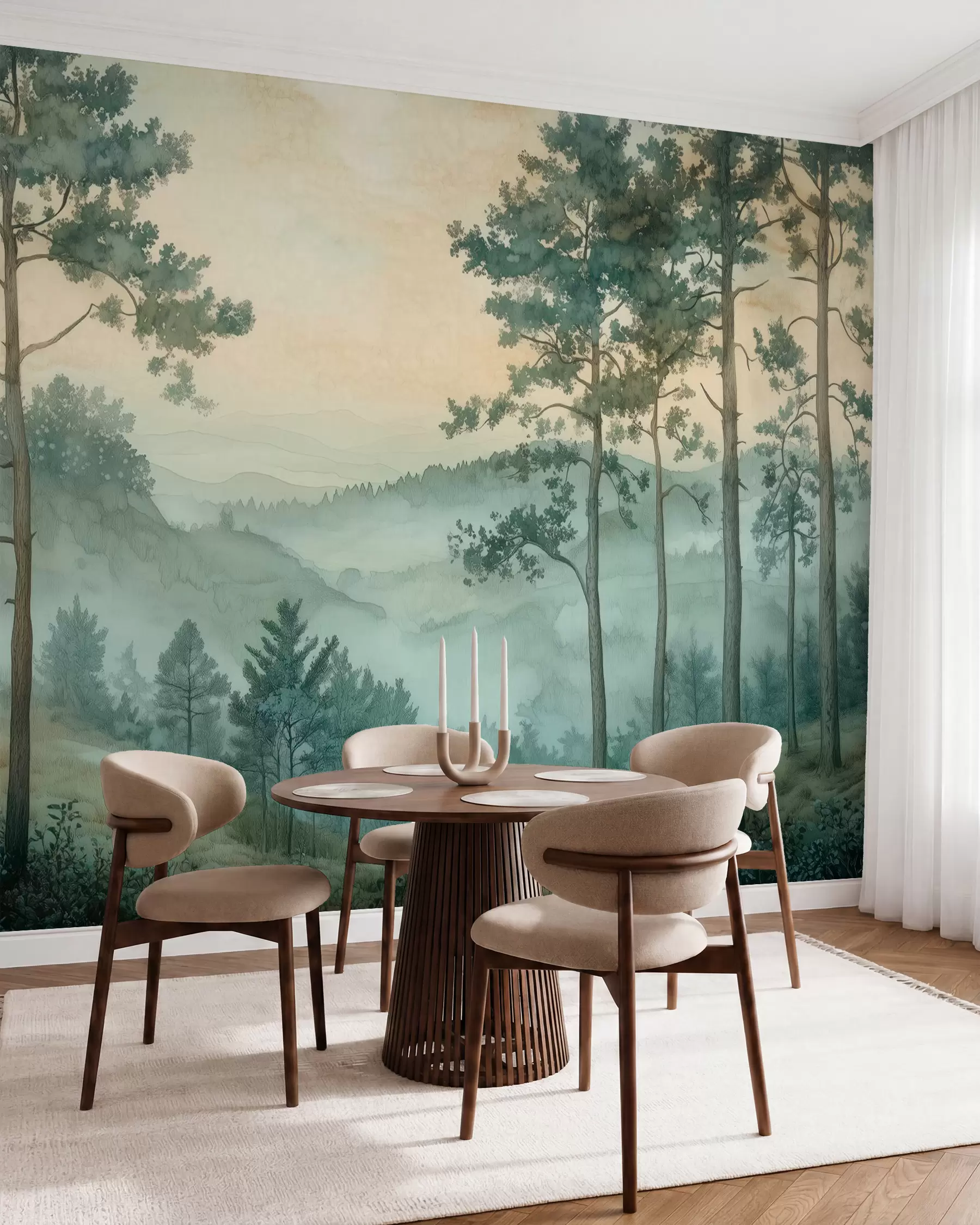 fototapeter panorama av skogen med åser w02690