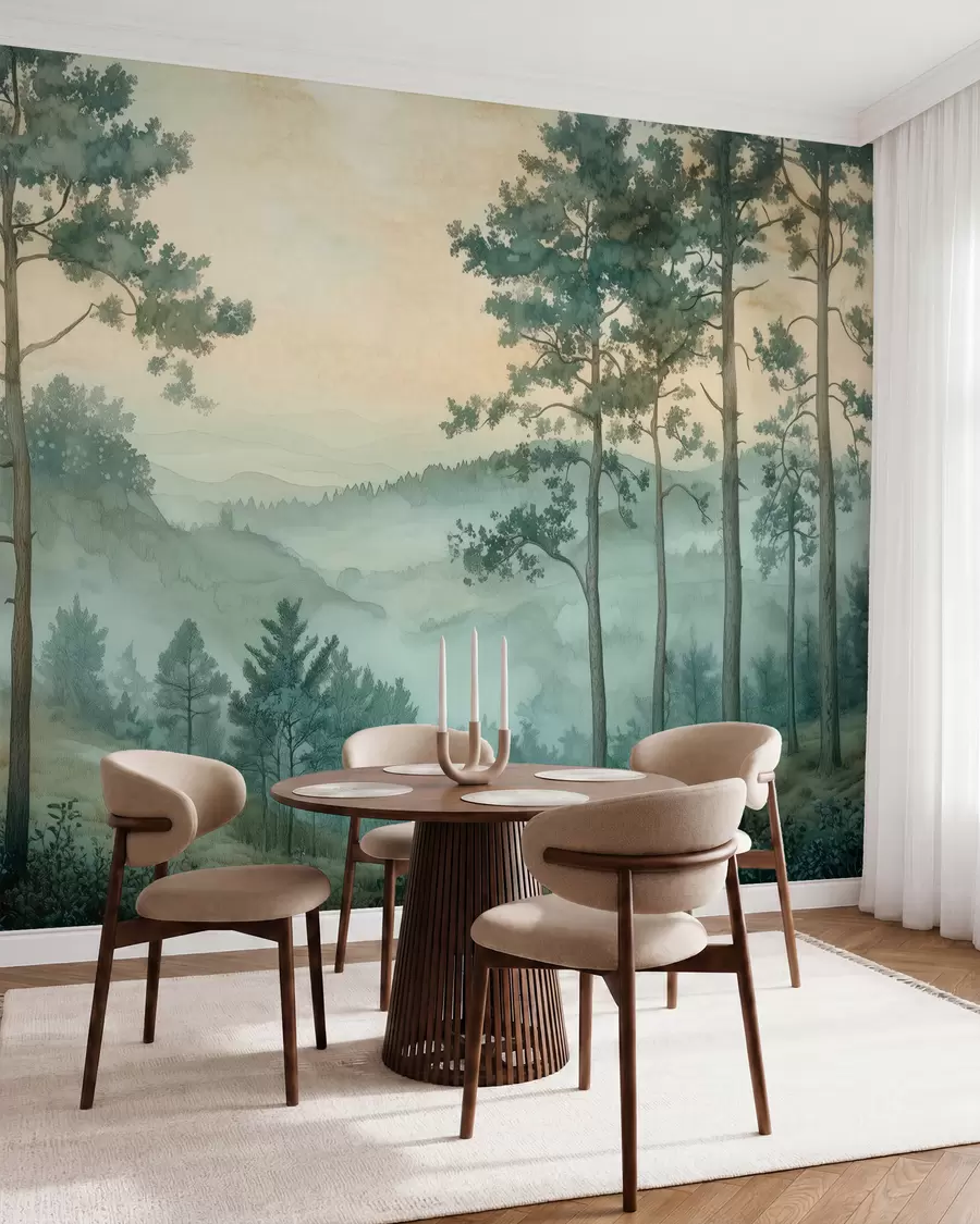 fototapeter panorama av skogen med åser w02690