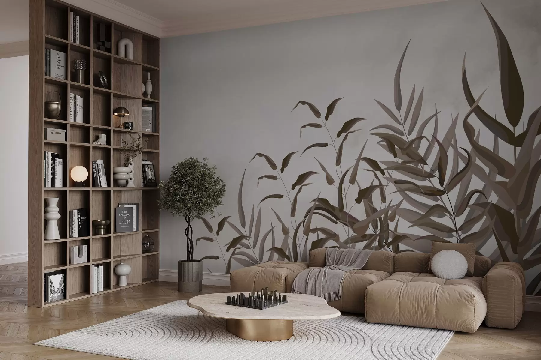 fototapeter brune store blader w02806