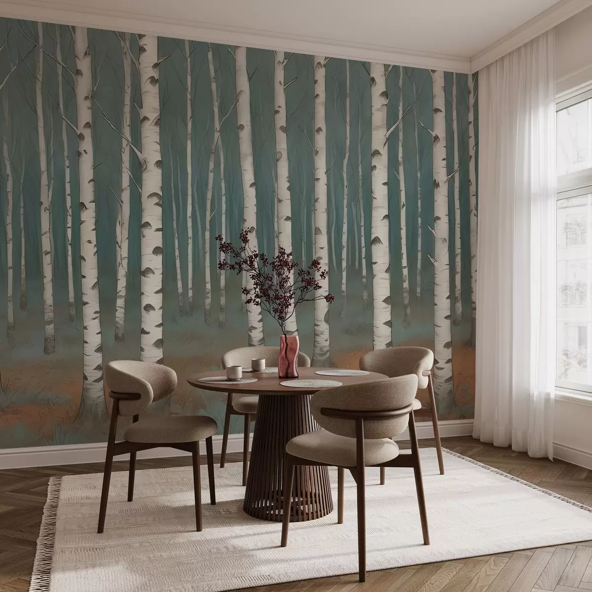 fototapeter Akvarellbjørker w02845