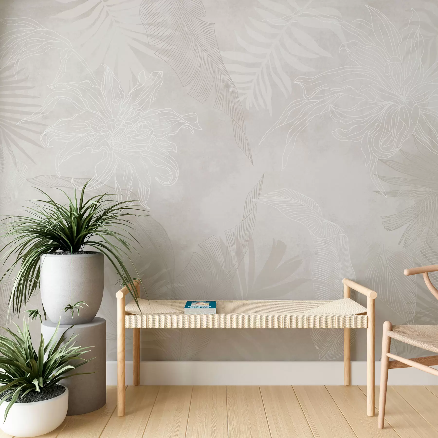 fototapeter Tropisk løvverk med grunge-effekt w02737v1