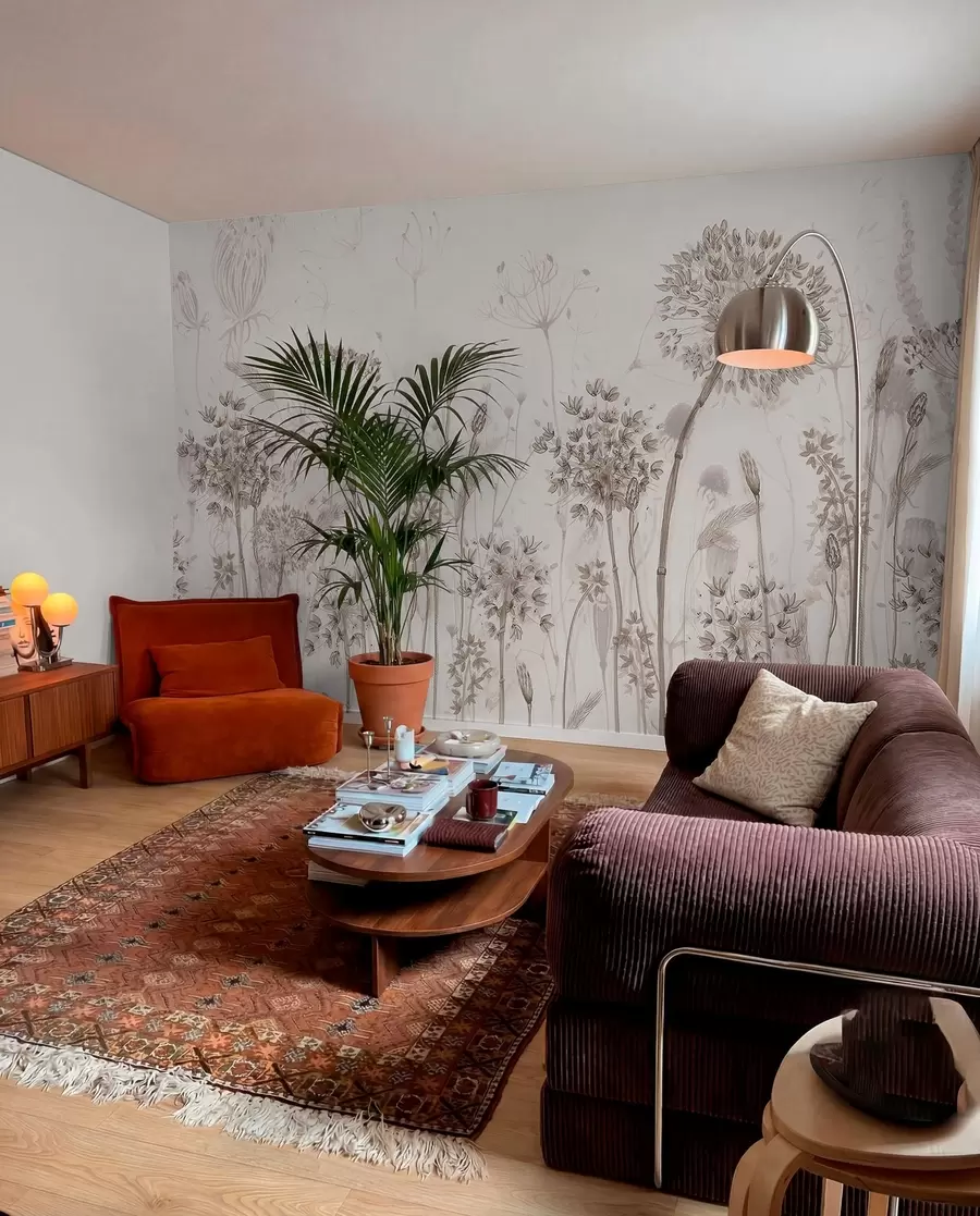 fototapeter Luftige løvetann og villblomster i akvarellstil w08637