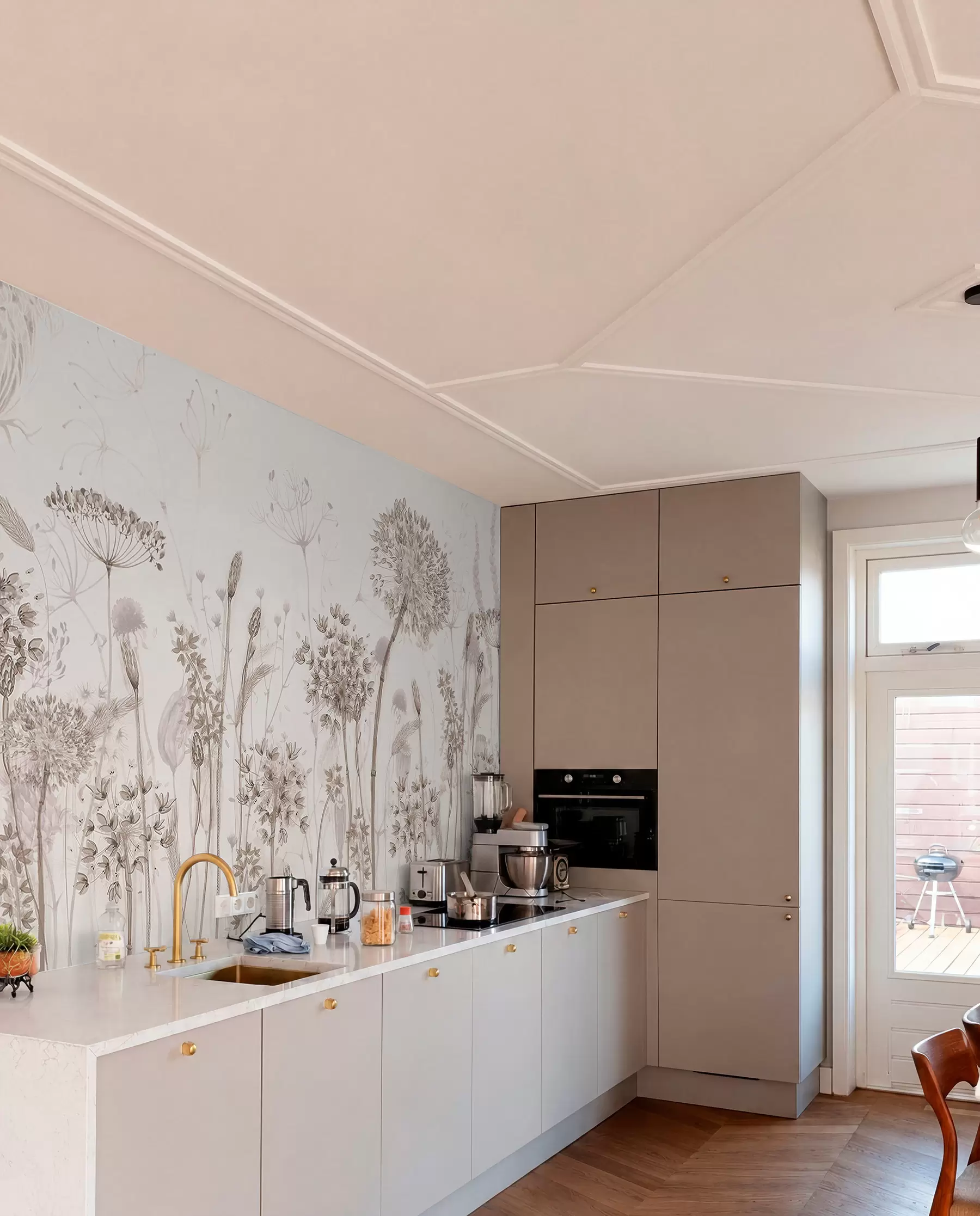 fototapeter Luftige løvetann og villblomster i akvarellstil w08637