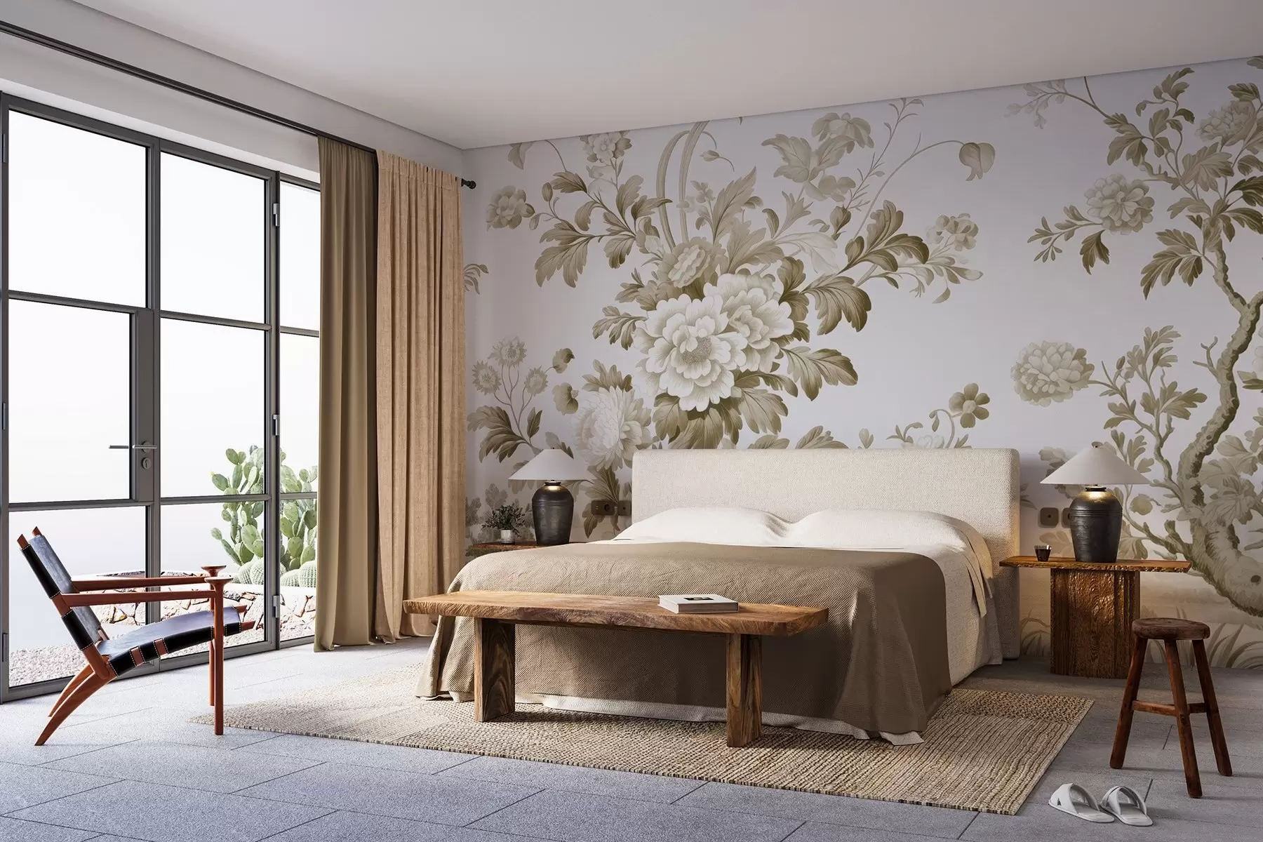 fototapeter Malet hage i monokromt w02977v1