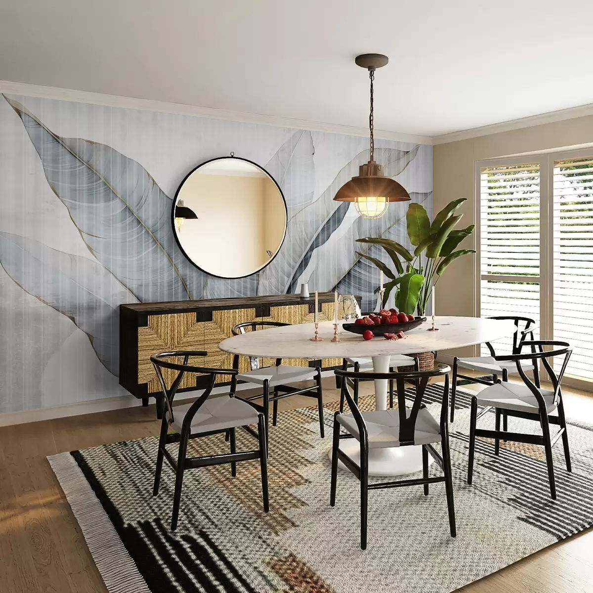 fototapeter Store blader på veggen w02982