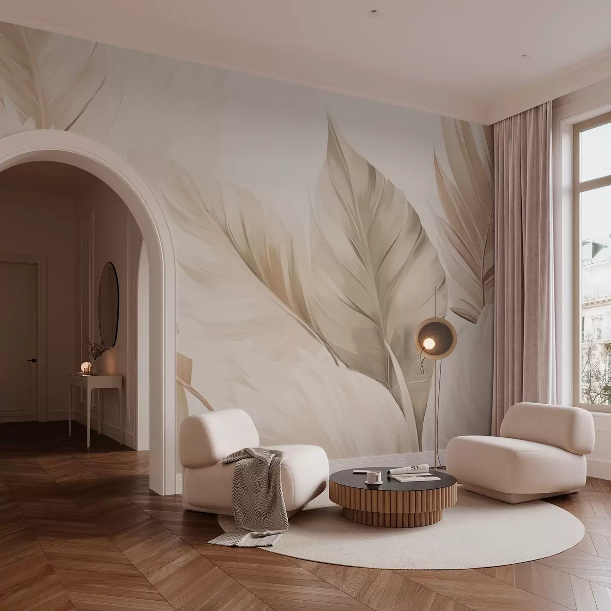 fototapeter Elegant mønster av lyse blader w02901