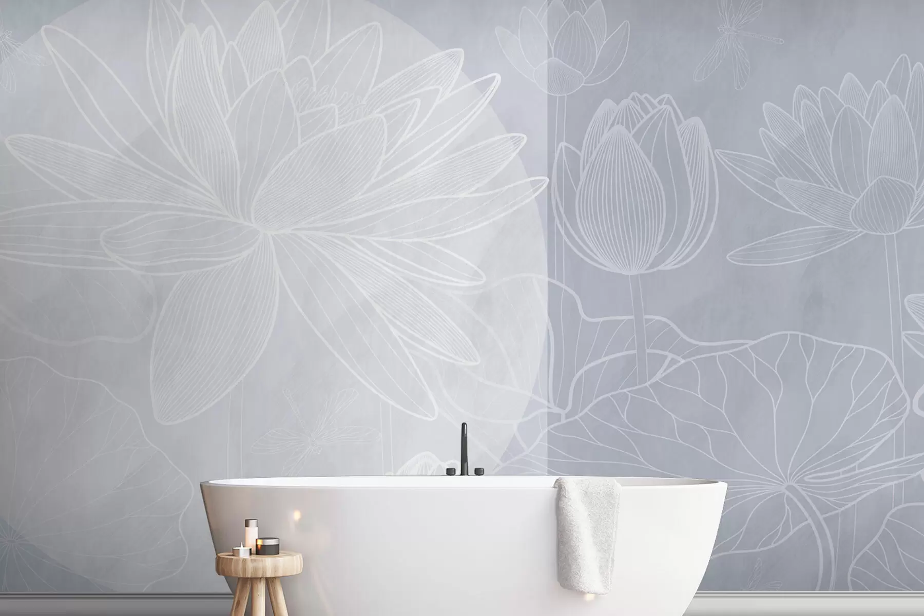 fototapeter Lotusblomster og geometri w03005v3