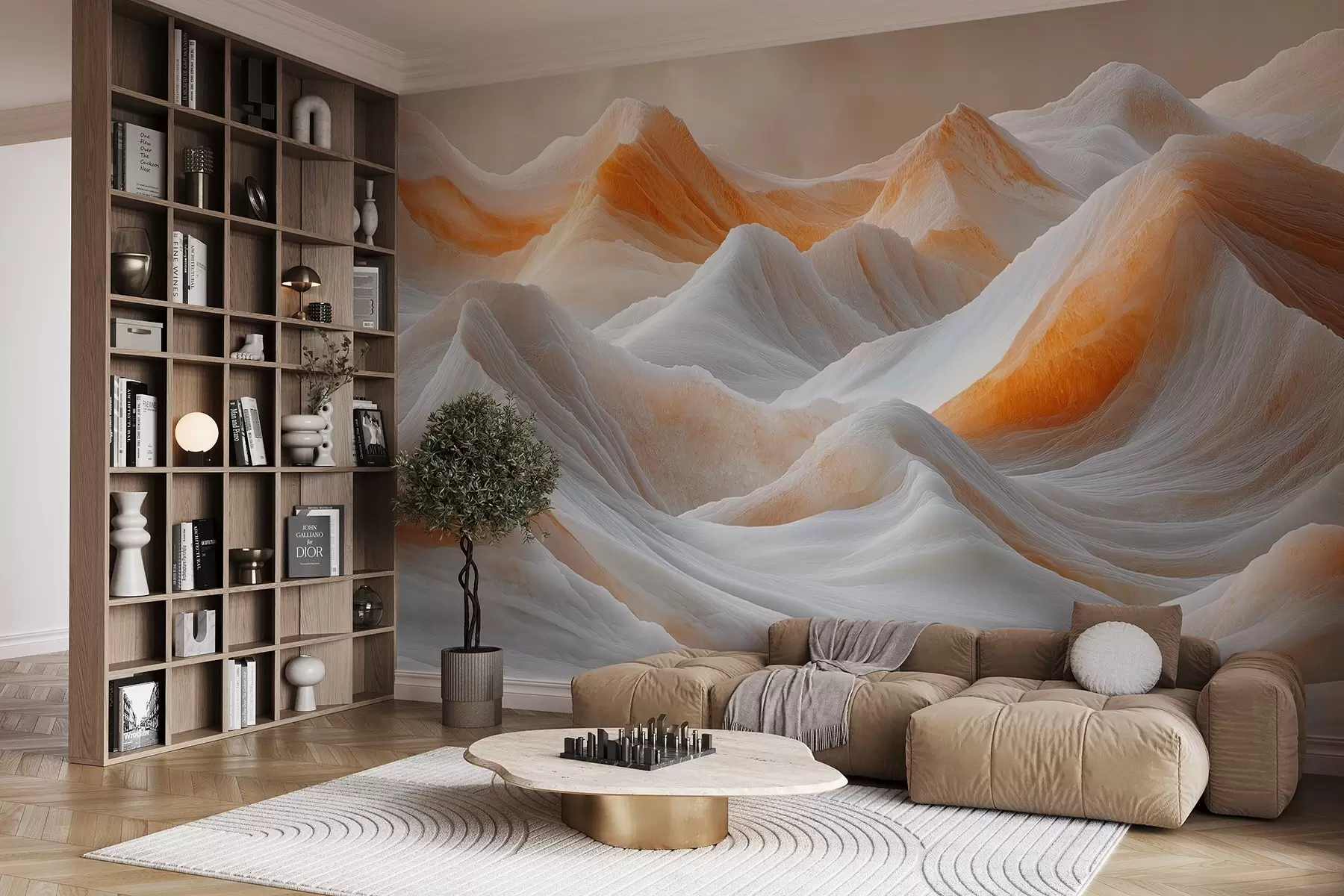 fototapeter Fjellsider i oransje-grå toner w08722