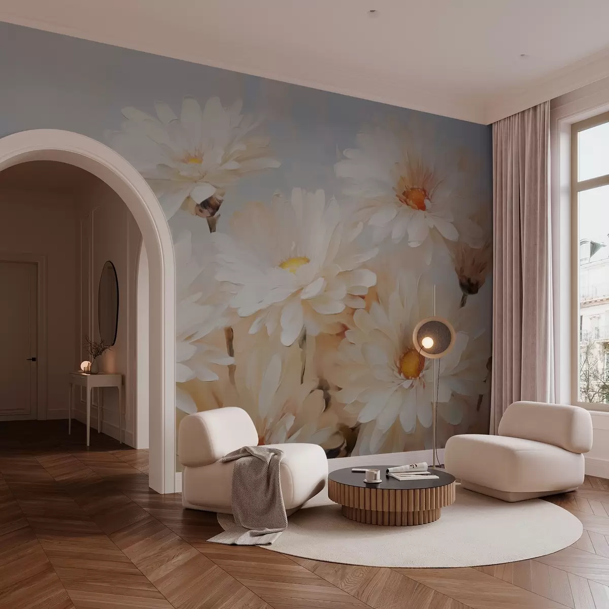 fototapeter Krysantemumimitasjon oljemaleri w03034