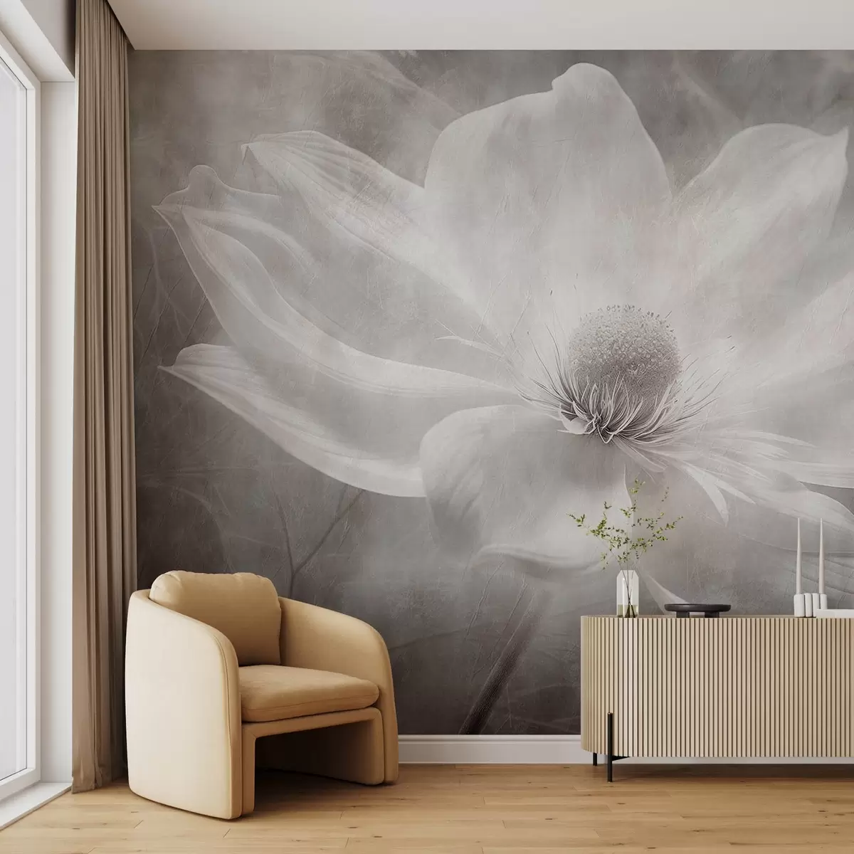 fototapeter Gjennomsiktig, delikat, stor blomst w08732