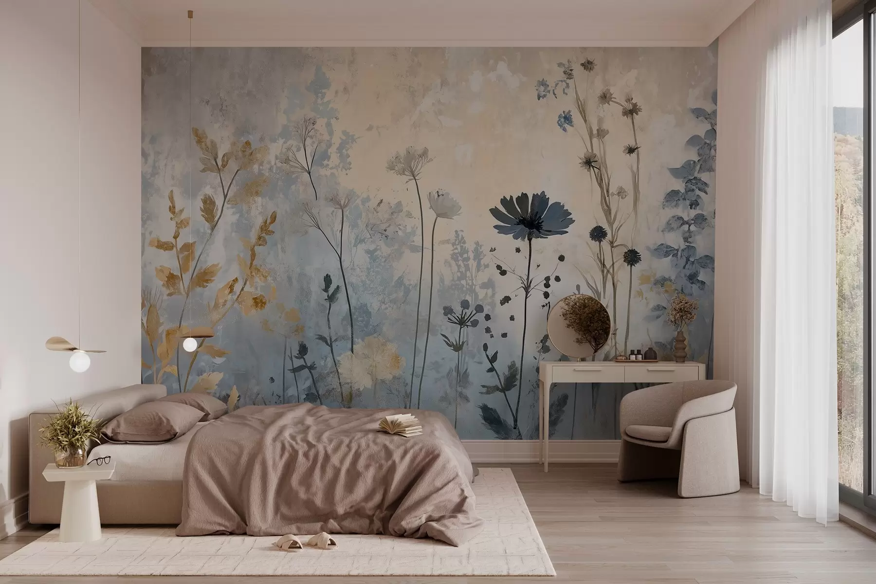 fototapeter Villblomster på en abstrakt måte w03022