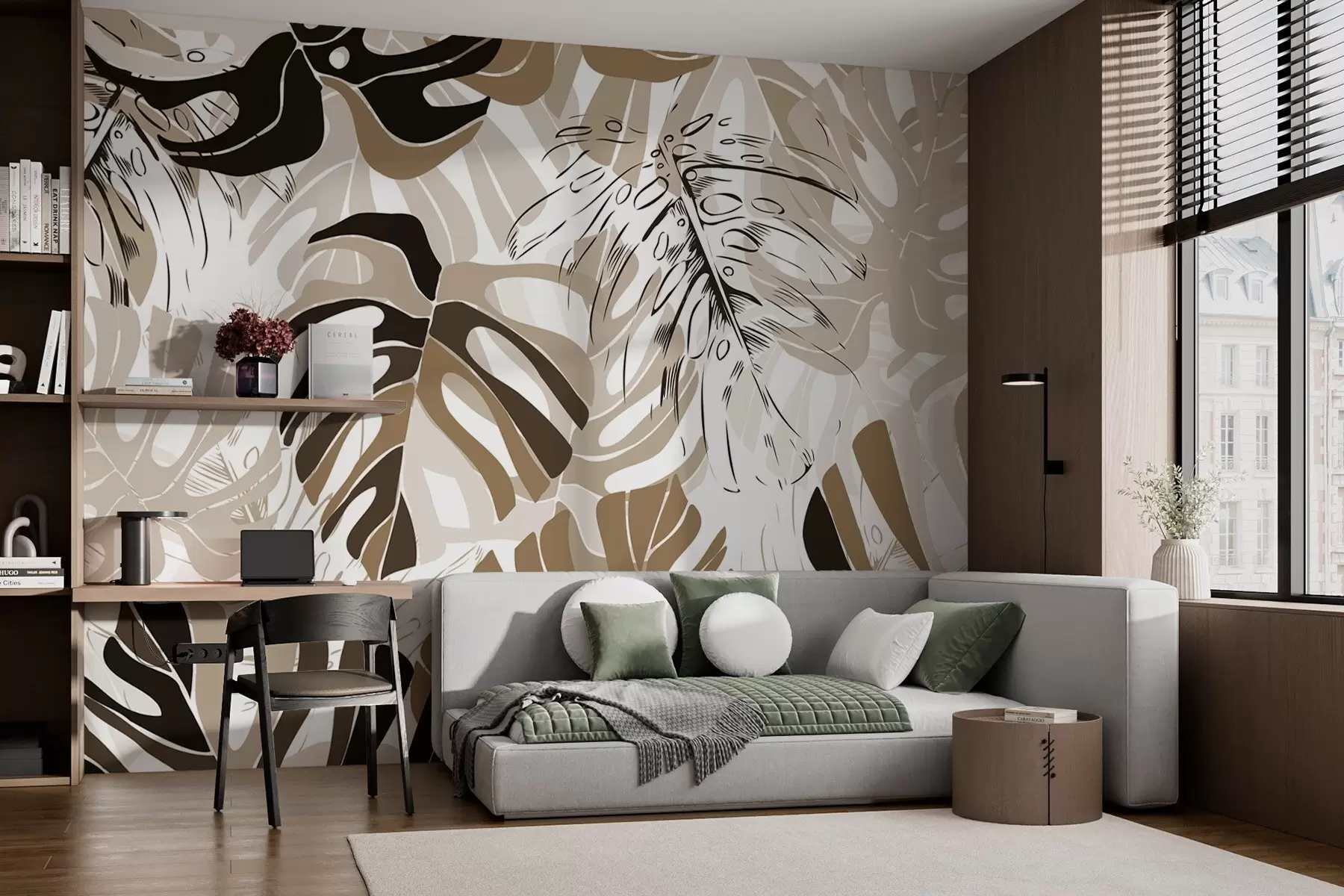 fototapeter Monstera-blader i grafisk stil w02995v1