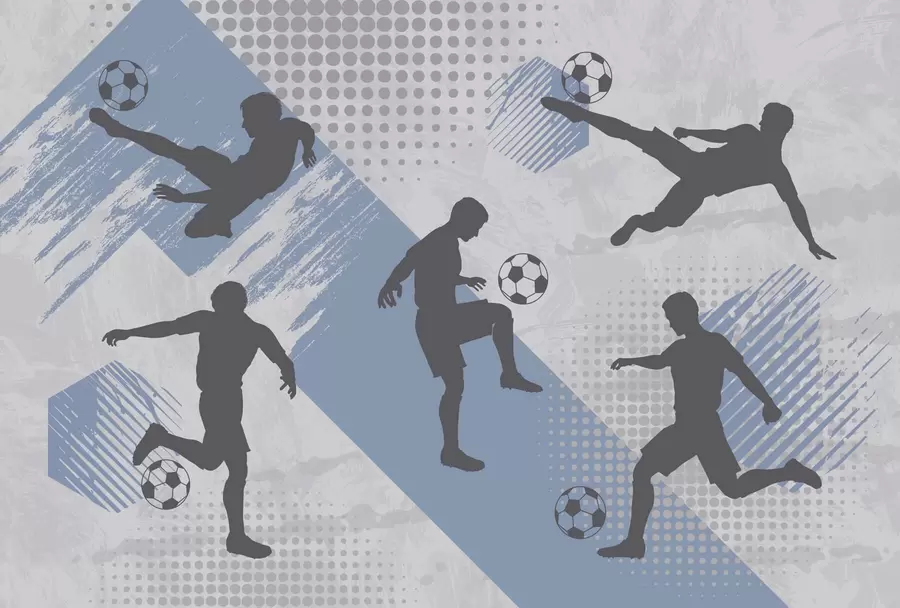fototapeter Silhuetter av fotballspillere på en abstrakt bakgrunn w03001v1