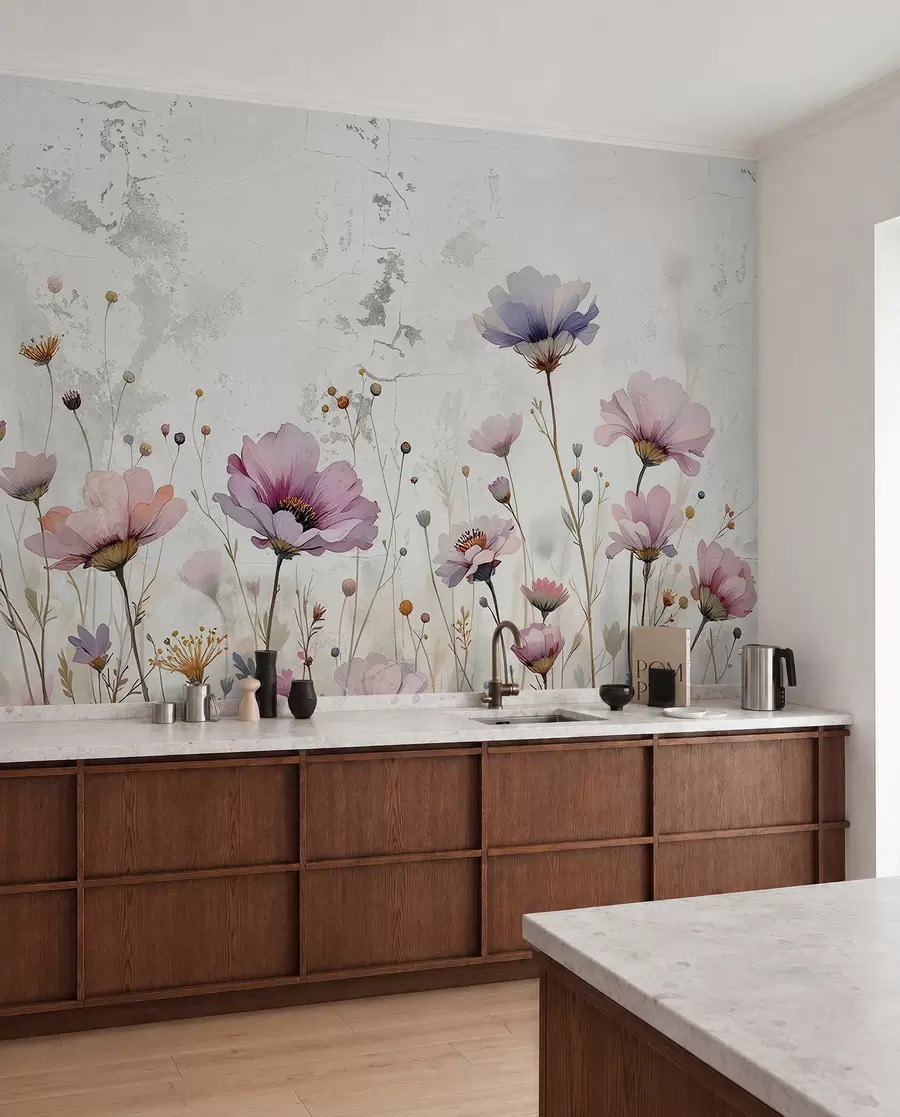 fototapeter Akvarellblomster i grunge-stil w03192