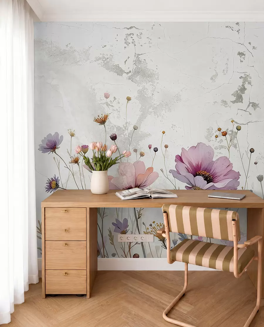 fototapeter Akvarellblomster i grunge-stil w03192