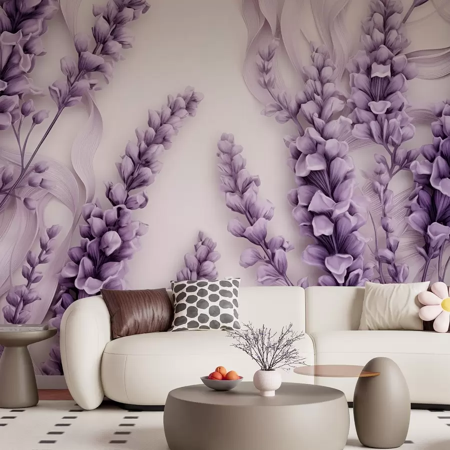 fototapeter Lilla lavendel på hvit bakgrunn w08812