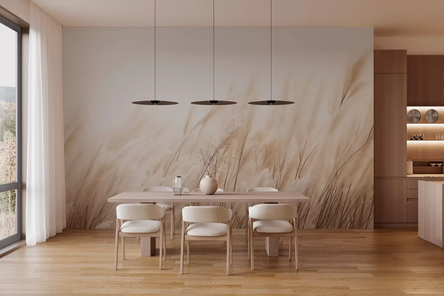 fototapeter Spikelets i pastellbeige farger w03244