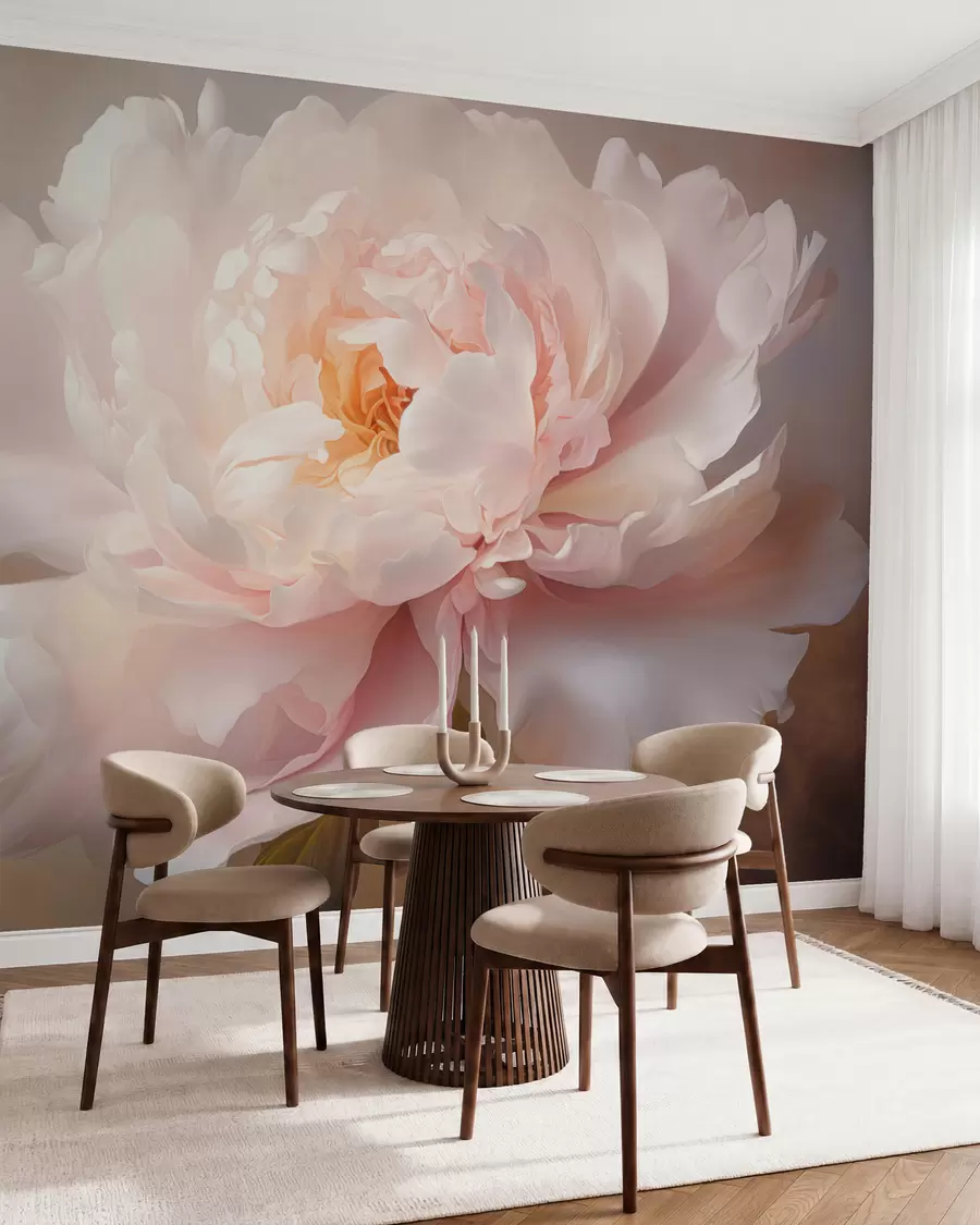 fototapeter Blomstrende pionblomst i en delikat fargepalett w03247