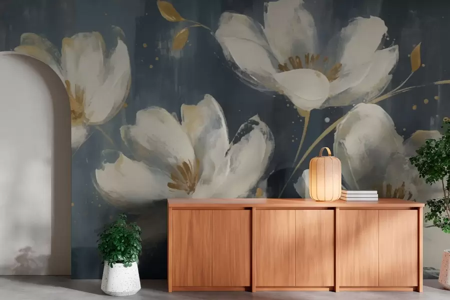 fototapeter Store hvite blomster w03228