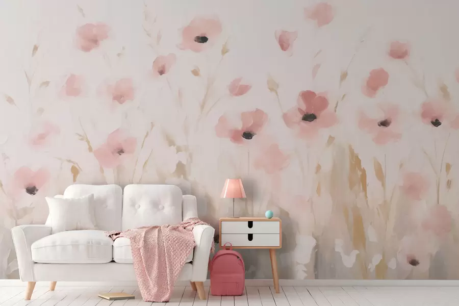 fototapeter Rosa små blomster w03307