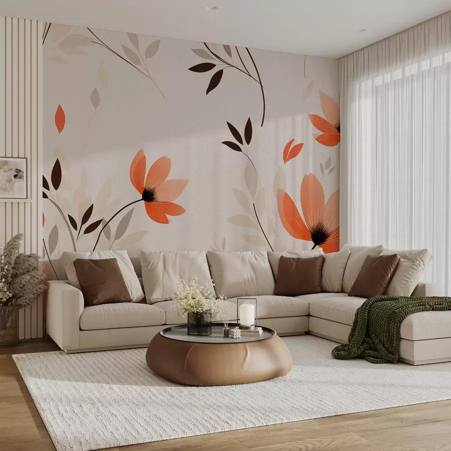 fototapeter Et minimalistisk blomstermønster w08850