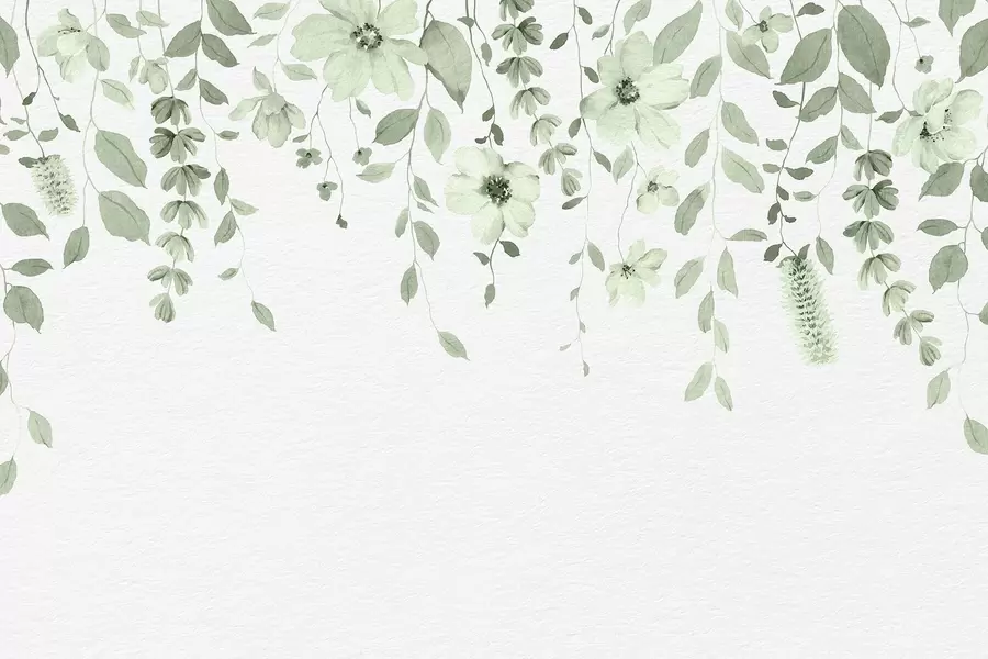 fototapeter Hengende akvarellblomster og blader w03315v2