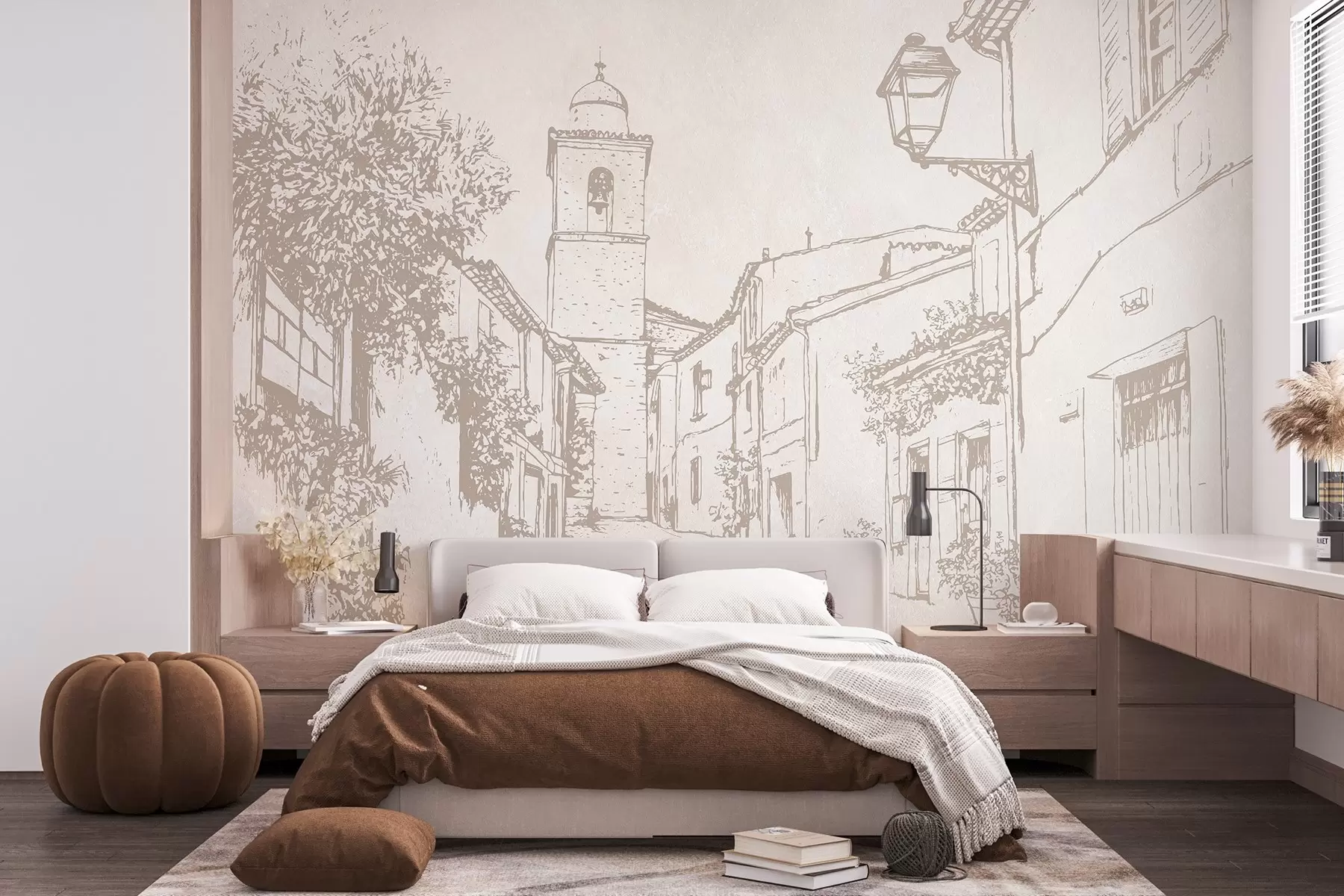 fototapeter Bygate, vakker arkitektur, bygninger, Middelhavet, beige farger w03346