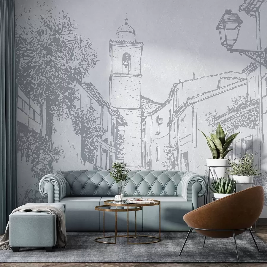 fototapeter Bygater, vakker arkitektur, bygninger, Middelhavet, blå farger w03346v1