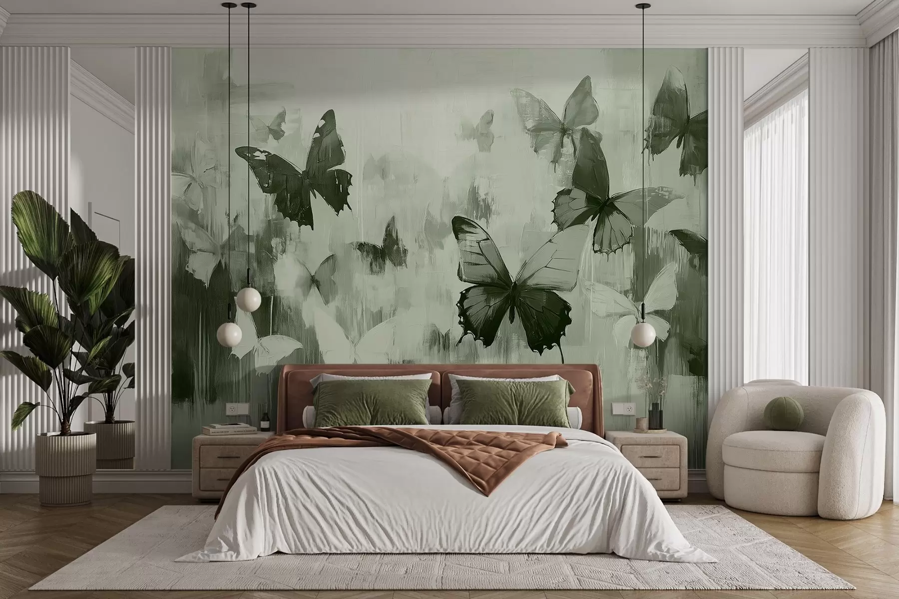 fototapeter Abstrakte sommerfugler w08924v2