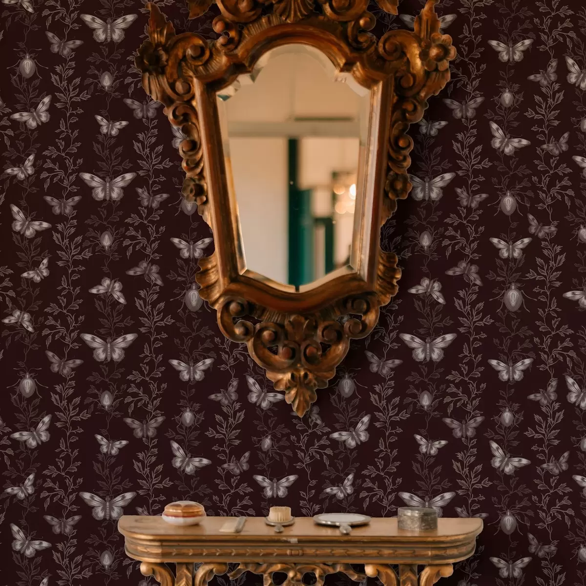 Bakgrunn Komposisjon med sommerfugler, blader og insekter på mørk bakgrunn a00073v1