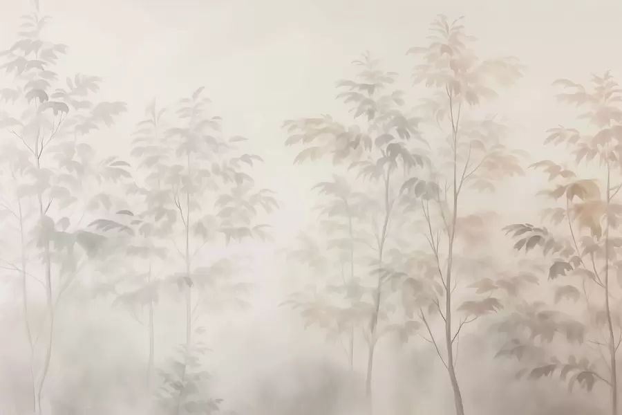 fototapeter Trær imitasjon akvarell varme farger w03474