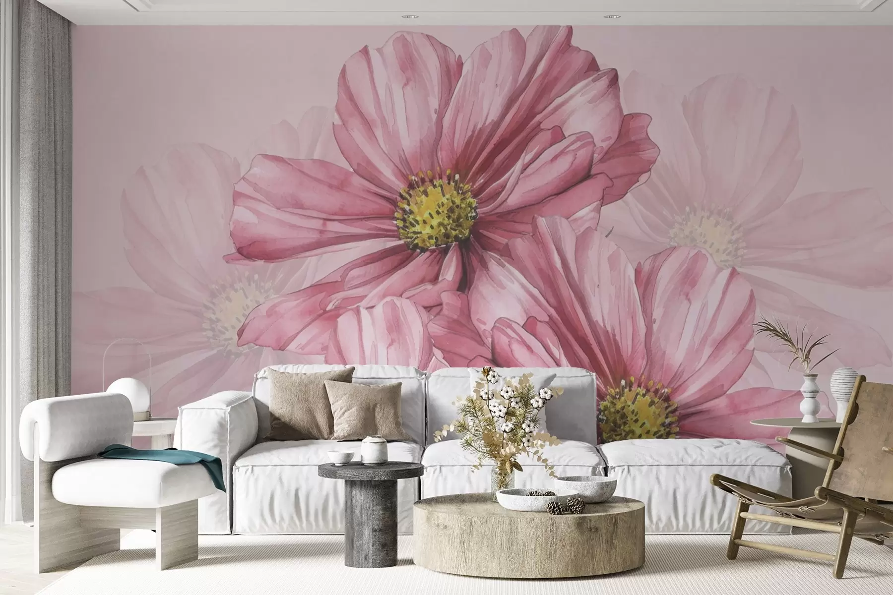 fototapeter Store rosa blomster w03481