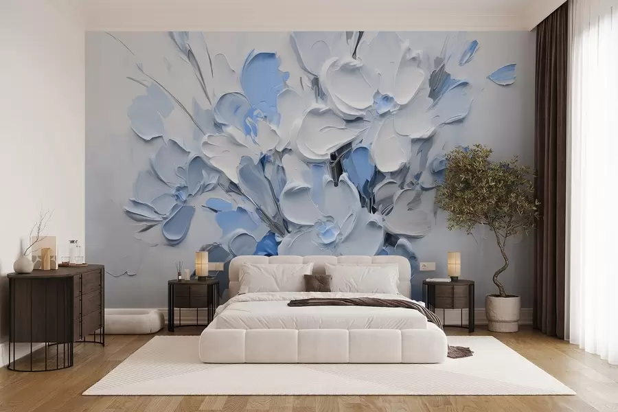 fototapeter Abstrakte volumetriske blomster i oljemaleristil w03582v1