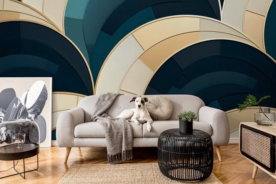 fototapeter Blå-gule abstrakte figurer w08991