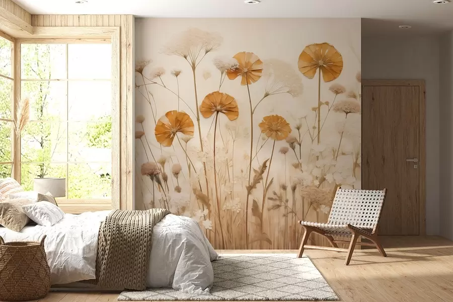 fototapeter Villblomster med gule nyanser i varme toner w08994