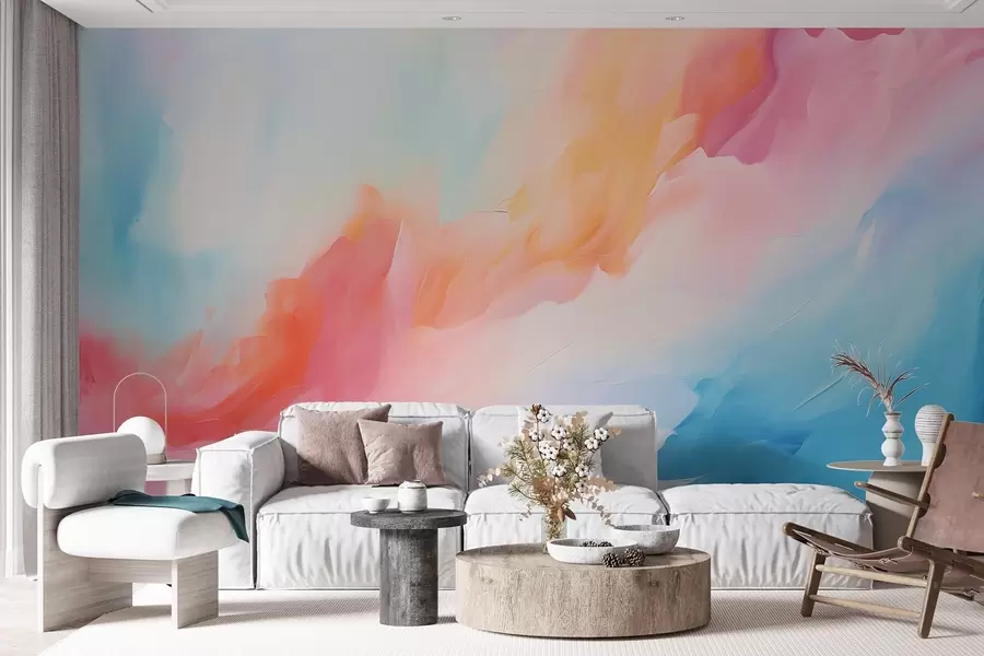 fototapeter En abstraksjon av fargerike blomster i maleristil w09000