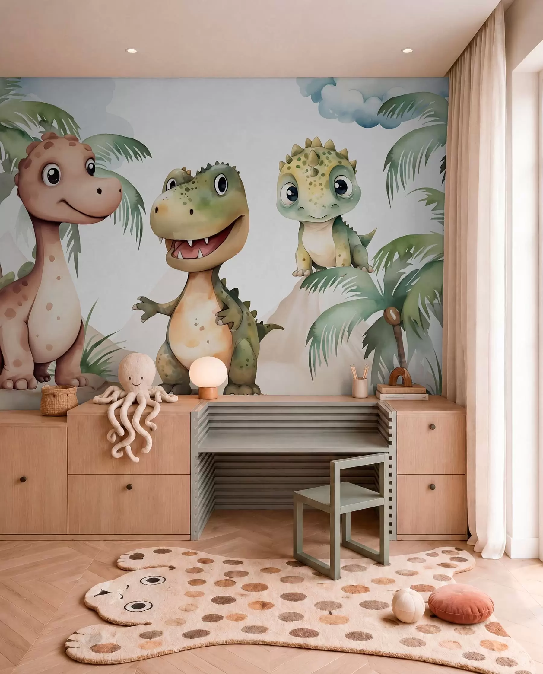fototapeter Tre små dinosaurer w03675