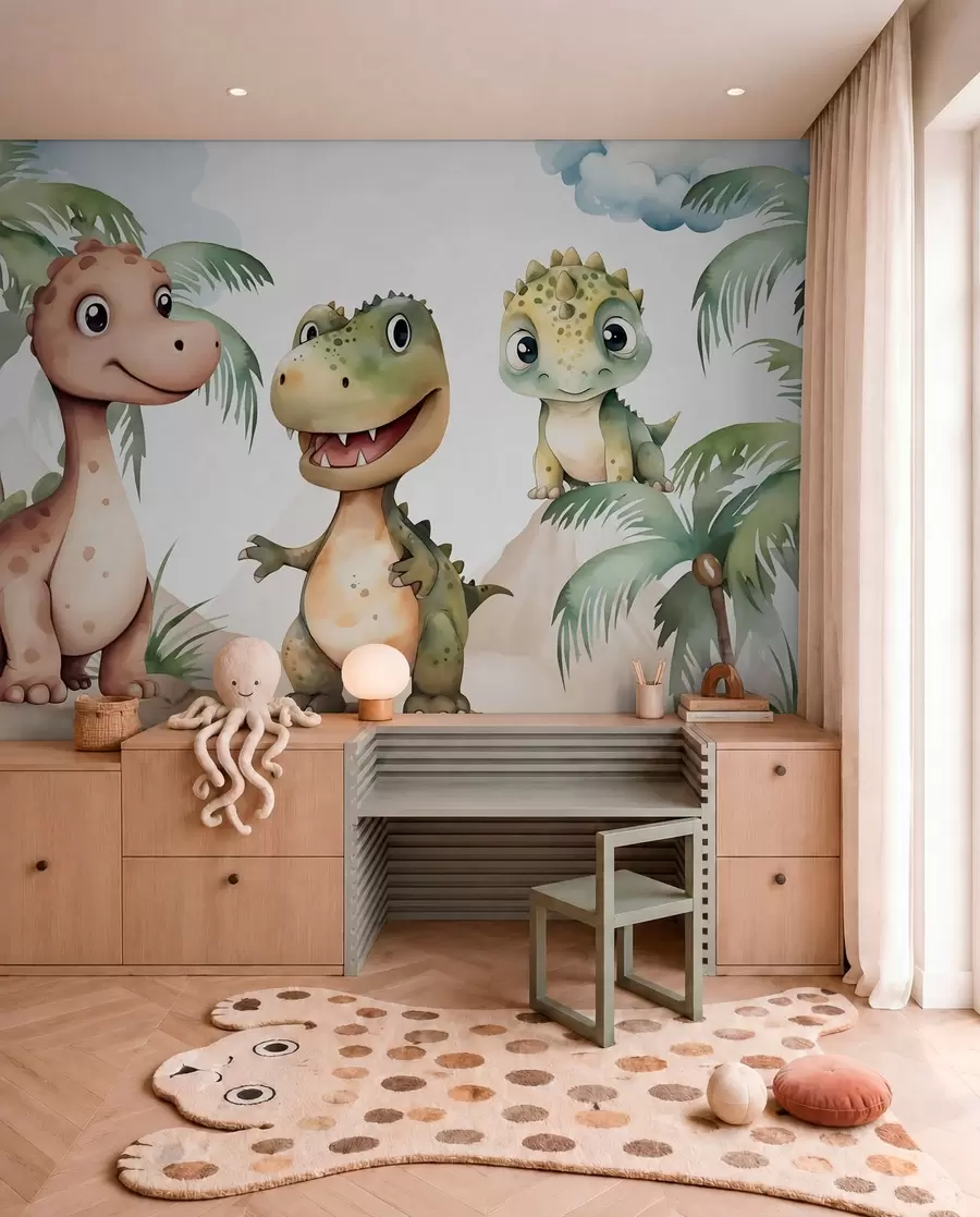 fototapeter Tre små dinosaurer w03675