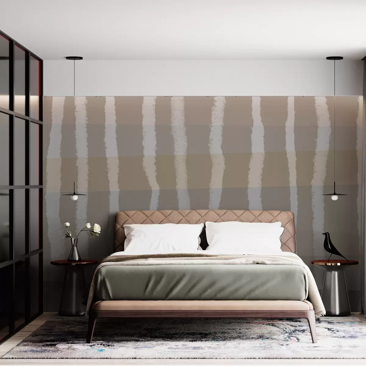 fototapeter Lines of Calm,Vertikale bølgelinjer, repeterende mønster, geometriske former, myk gradering w03788