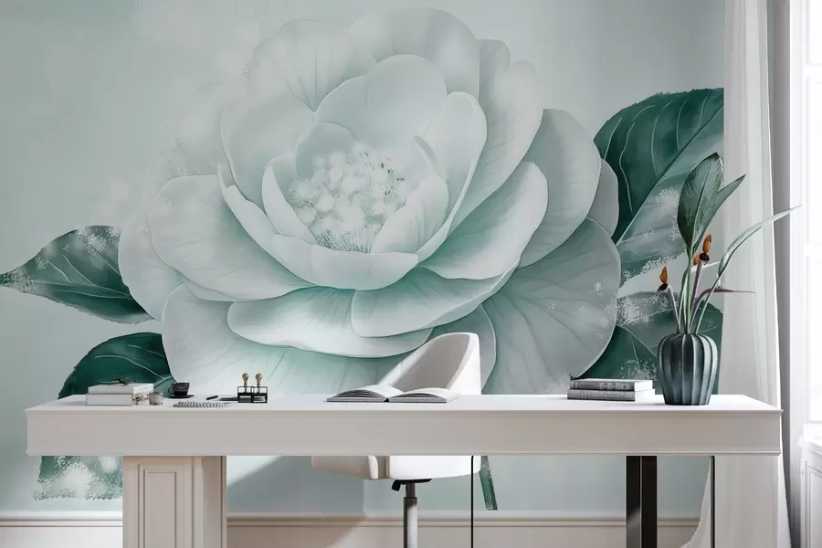 fototapeter Vakker pionblomst i blå farger w03757v1