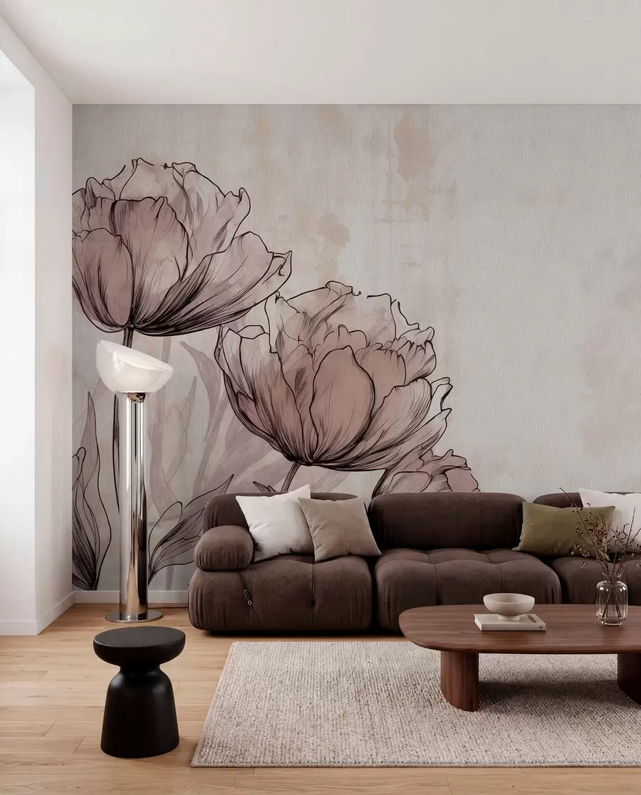 fototapeter Pastellfargede tulipaner med en lett vintage-effekt w03796