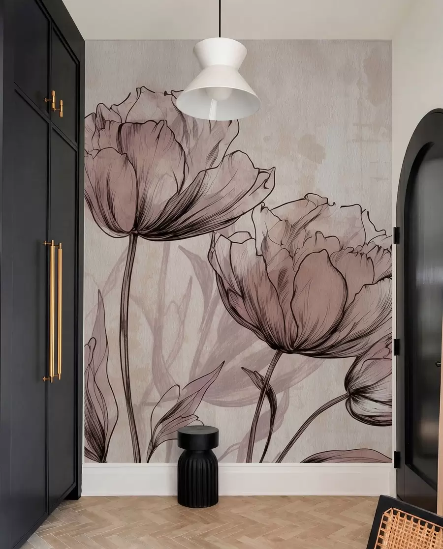 fototapeter Pastellfargede tulipaner med en lett vintage-effekt w03796