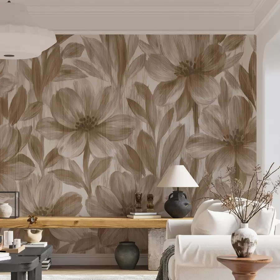 fototapeter Stilige akvarellblomster w03821v1