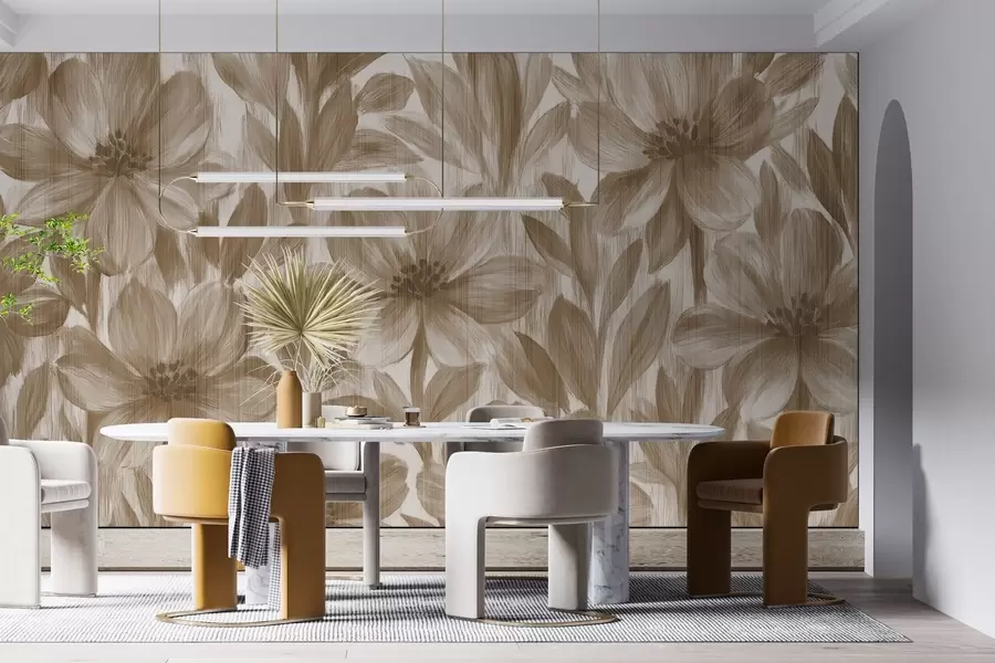 fototapeter Stilige akvarellblomster w03821v1