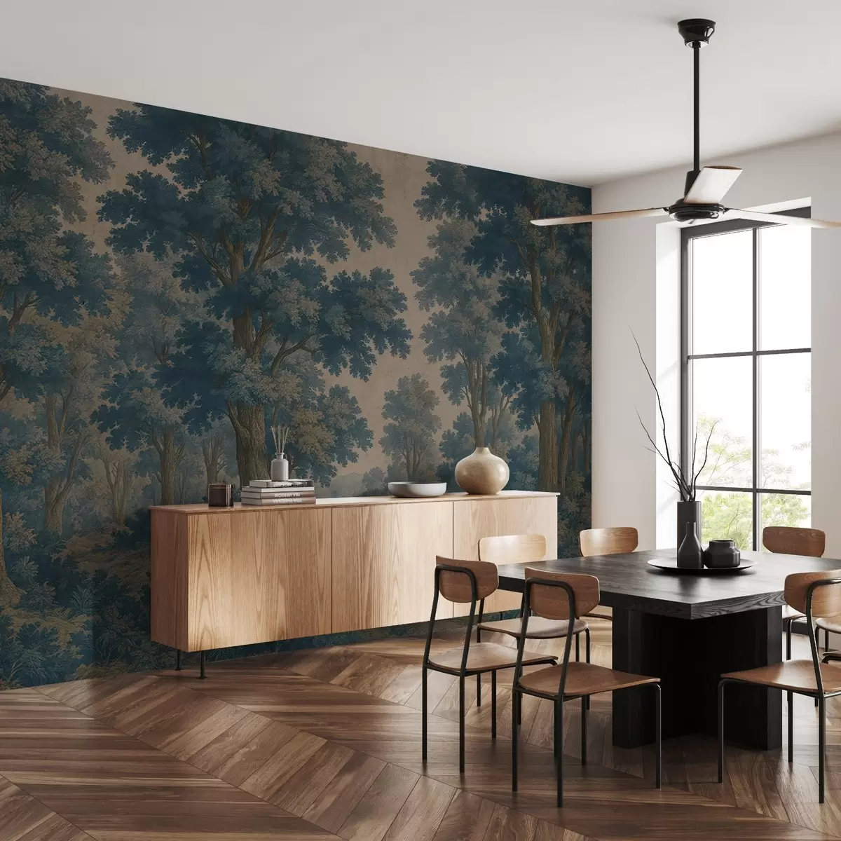 fototapeter Moderne bilde av en skog i grungestil w03822