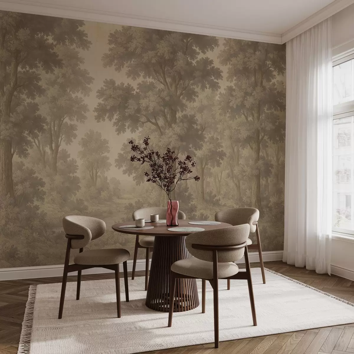 fototapeter Moderne bilde av en skog i grungestil w03822v2