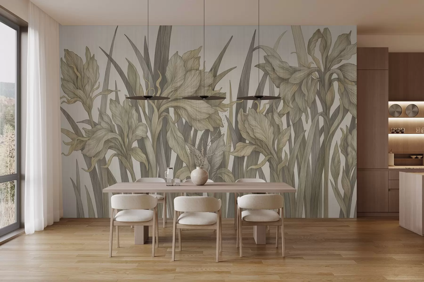 fototapeter Elegante stiliserte blomster w03829v1