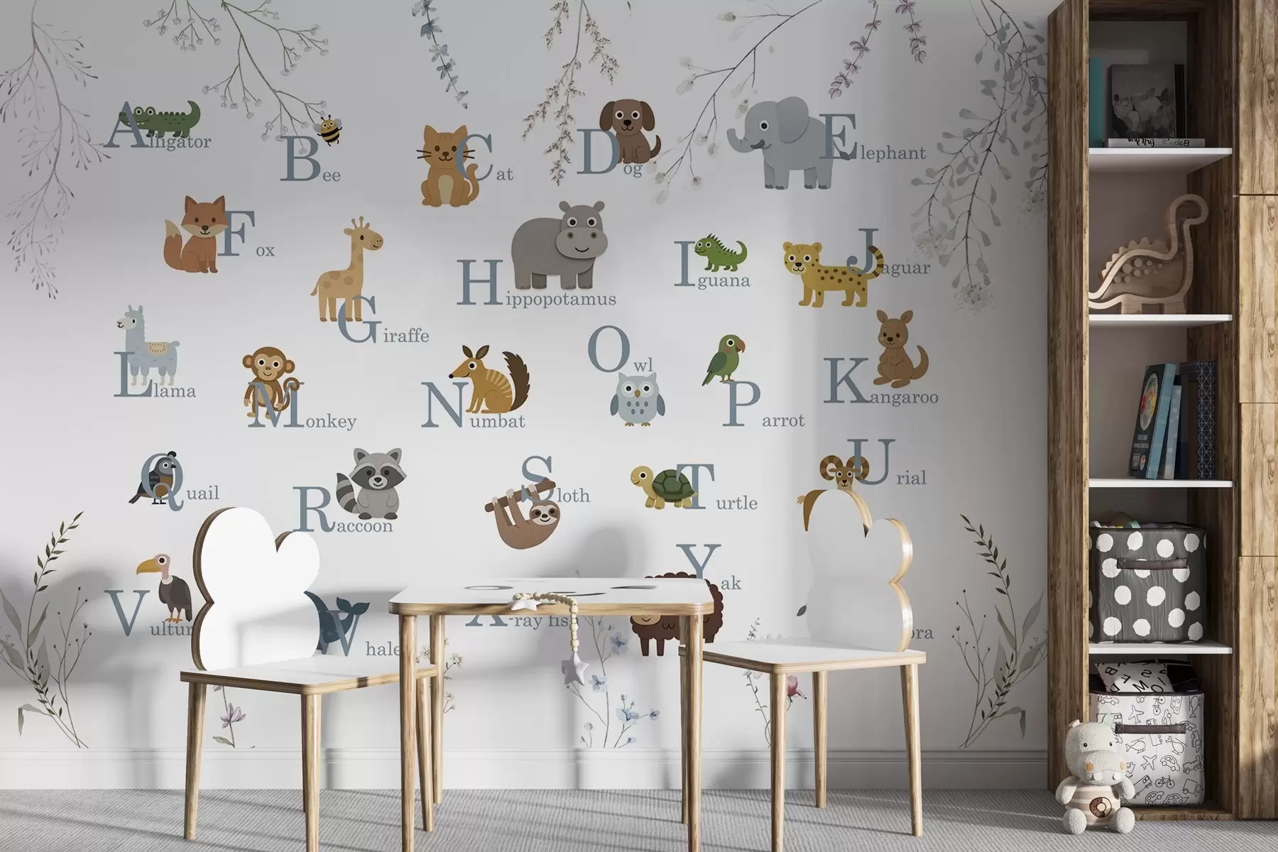 fototapeter Minimalistisk alfabet med blå bokstaver w03808