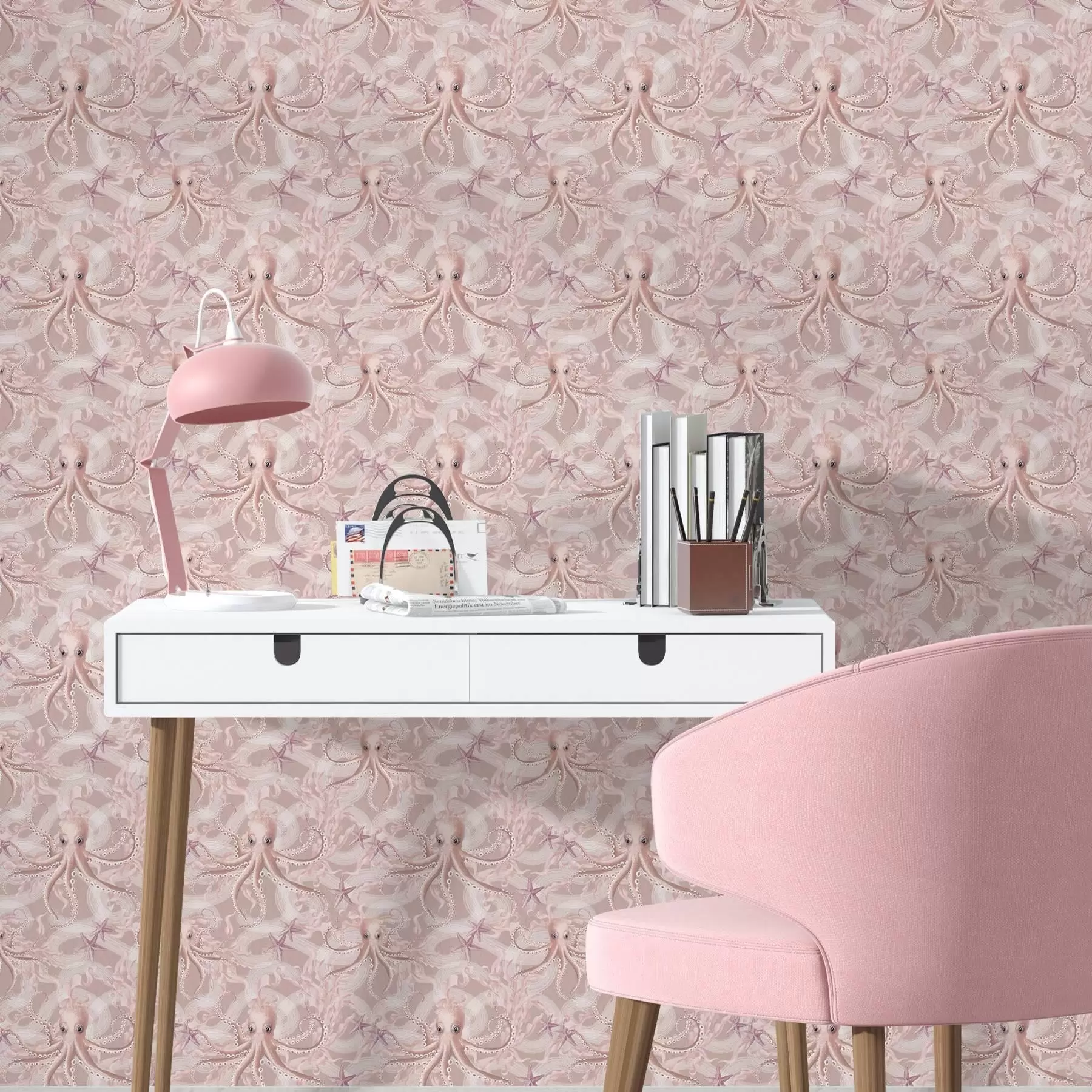 fototapeter Blekkspruter på rosa bakgrunn a00120