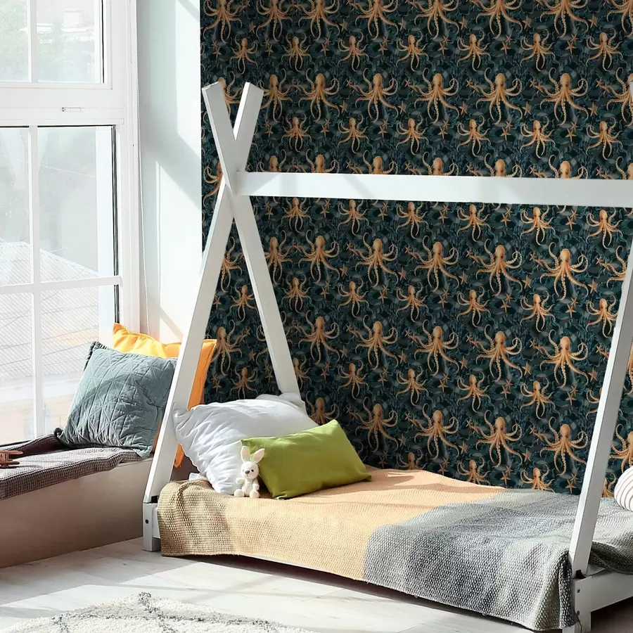 fototapeter Blekkspruter på mørkeblå bakgrunn a00120v1